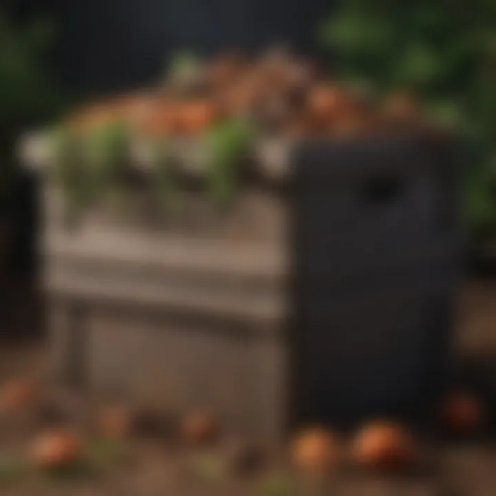 Completed compost bin filled with organic materials