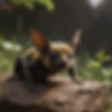 Illustration of a bumblebee bat in its natural habitat