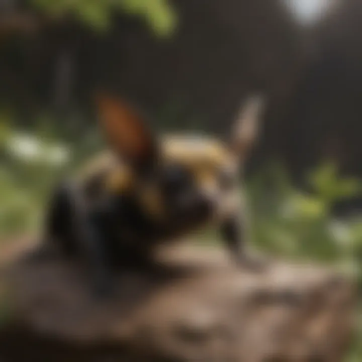 Illustration of a bumblebee bat in its natural habitat
