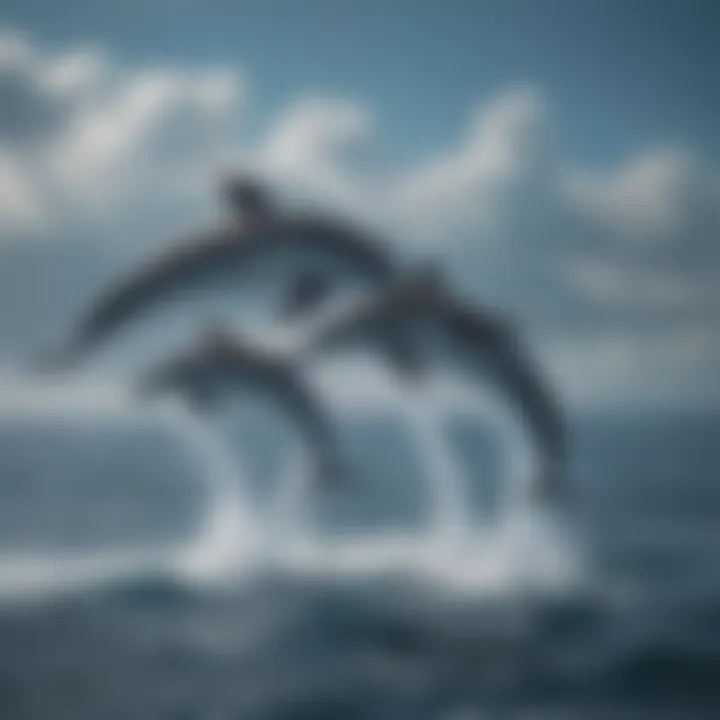 Graceful dolphins leaping in the ocean