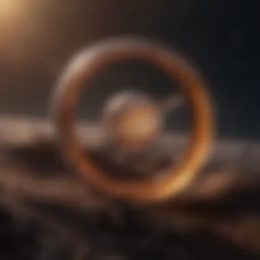 Illustration of a planet with rings gleaming under the cosmic light