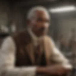 Portrait of George Washington Carver in a laboratory setting