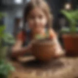 Children planting seeds in sustainable pots