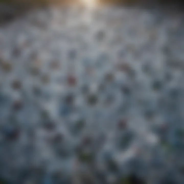 A close-up of a recycling bin filled with discarded water bottles