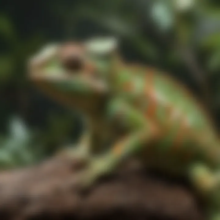 A mesmerizing chameleon blending into its surroundings