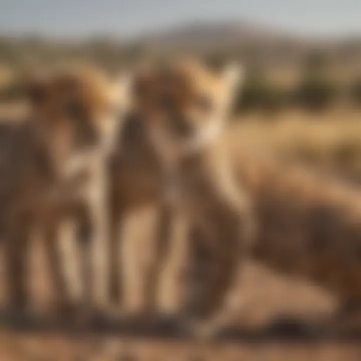 Cheetah cubs playfully exploring their surroundings