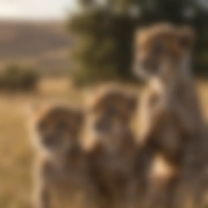 Cheetah cubs playing in the vast grasslands