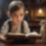 Illustration of a young child engrossed in reading a non-fiction book
