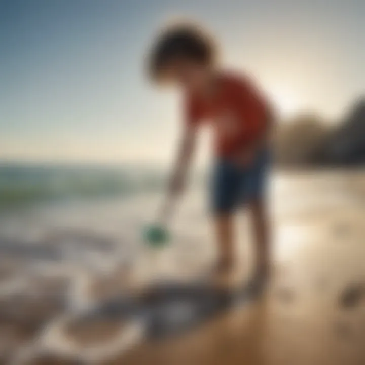 Group of children cleaning up a beach from plastic pollution