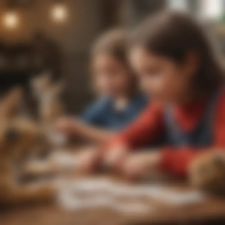 Children engaged in a matching game with animal cards, displaying focus and excitement.