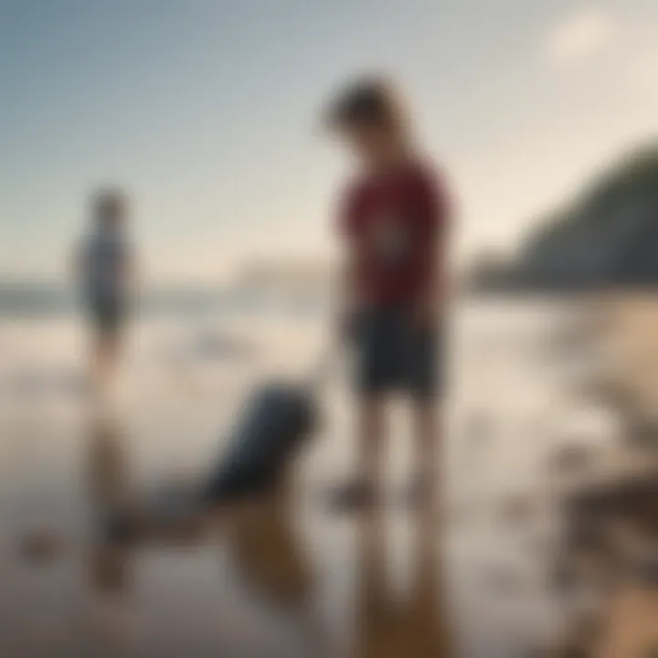 Group of diverse children cleaning up a polluted beach
