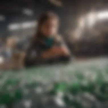 Kids recycling plastic bottles in a recycling center