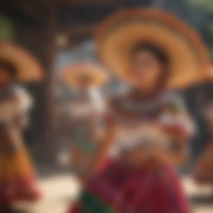 Colorful traditional Mexican dancers performing