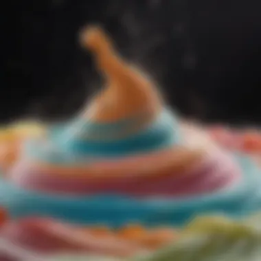 Close-up of swirling colorful foam