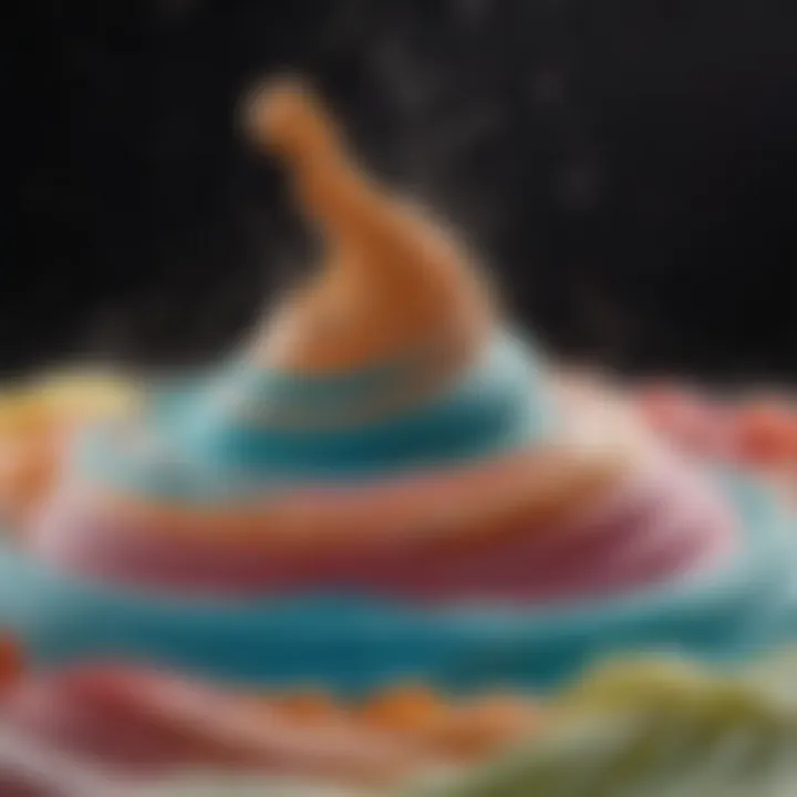 Close-up of swirling colorful foam