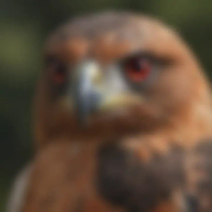 Close-up of red-tailed hawk's piercing gaze