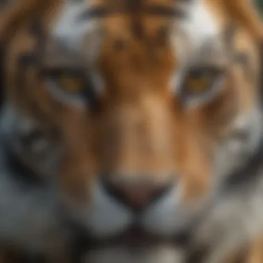 Close-up of Tiger's Striking Eyes and Unique Patterns