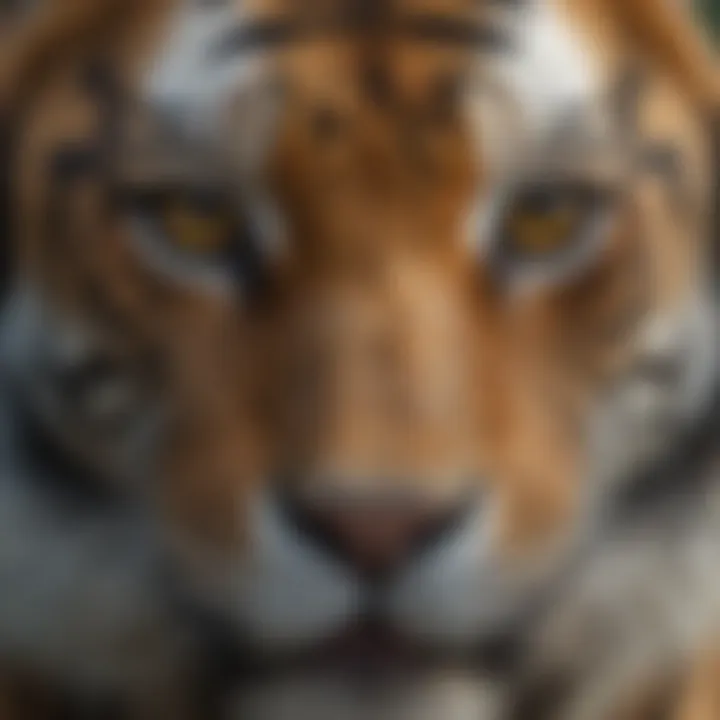 Close-up of Tiger's Striking Eyes and Unique Patterns