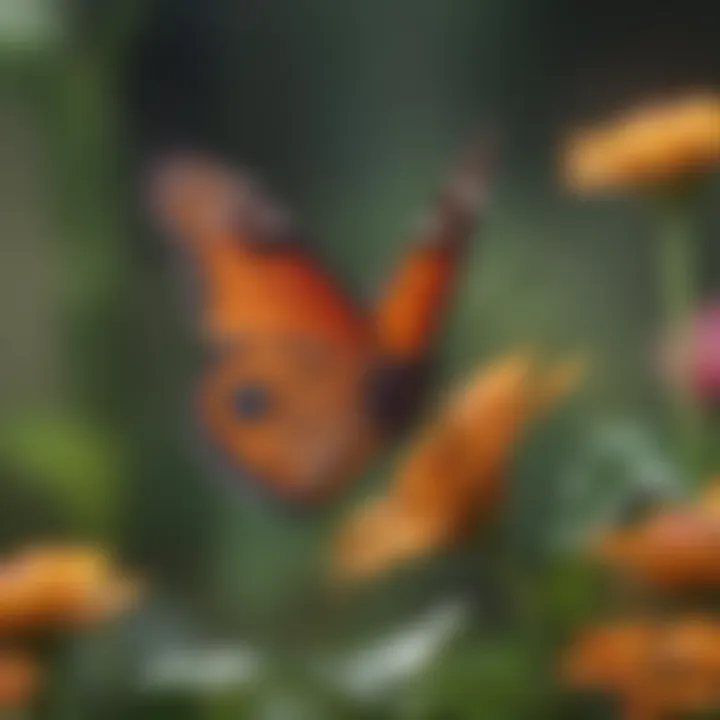Colorful butterflies dancing among vibrant flowers