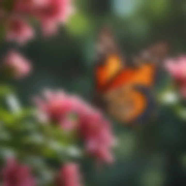 Colorful Butterfly Resting on Vibrant Blossoms