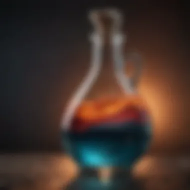 Colorful chemical reaction in glass flask