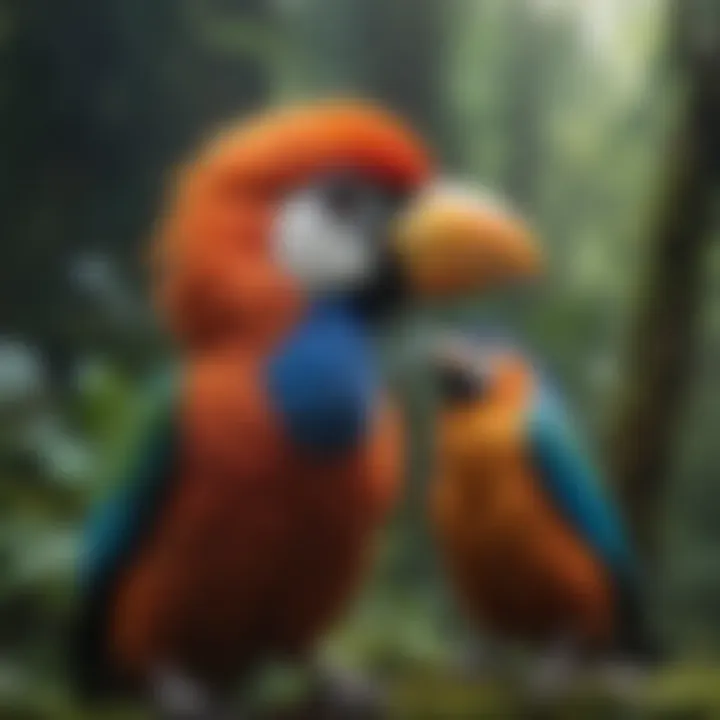 Colorful Exotic Birds in Rainforest