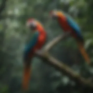 Colorful Macaw Birds in Colombian Rainforest