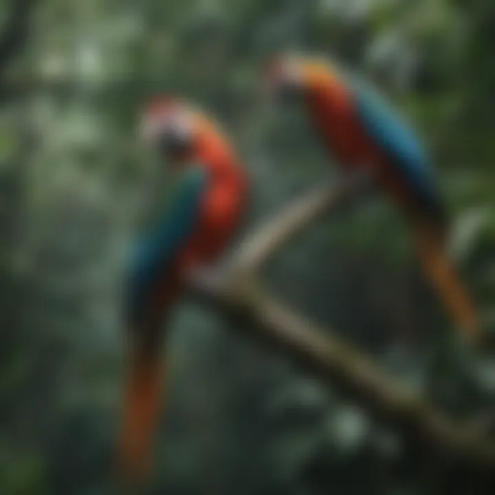 Colorful Macaw Birds in Colombian Rainforest