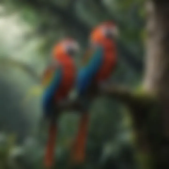 Colorful Macaws in Rainforest