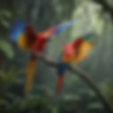 Colorful Macaws Perched in the Rainforest