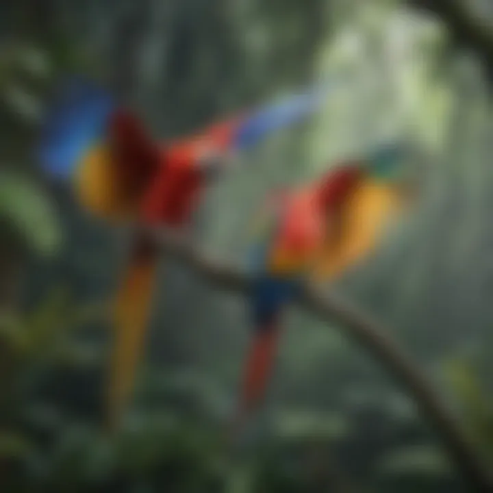 Colorful Macaws Perched in the Rainforest