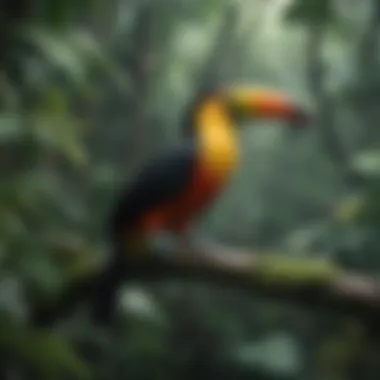 Toucan Splendor Colorful toucans perched among lush foliage