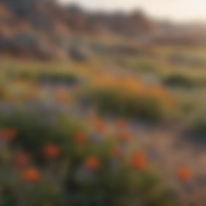 Colorful array of wildflowers blooming in the Badlands