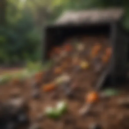 A beautifully arranged compost bin filled with natural materials