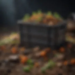 Organic materials in a compost bin