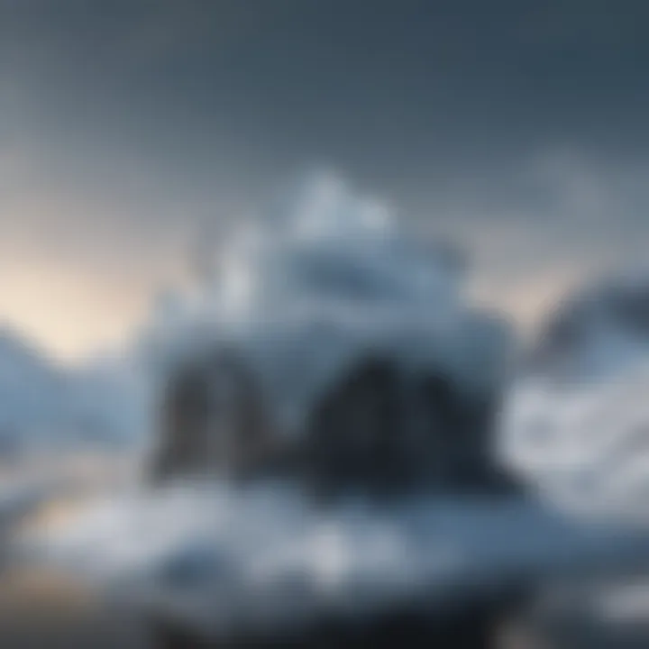 Illustration showing global warming impact on melting ice caps