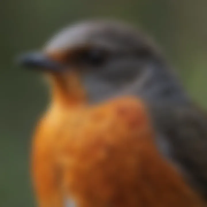 Close-up of an American Robin's vibrant plumage