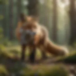 Red fox in a forest setting