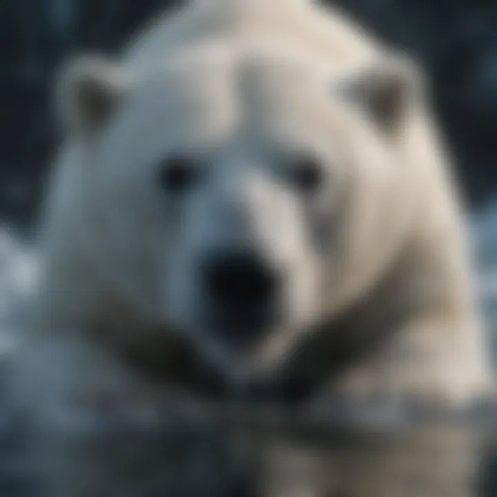 A polar bear swimming in icy waters, illustrating climate change effects.