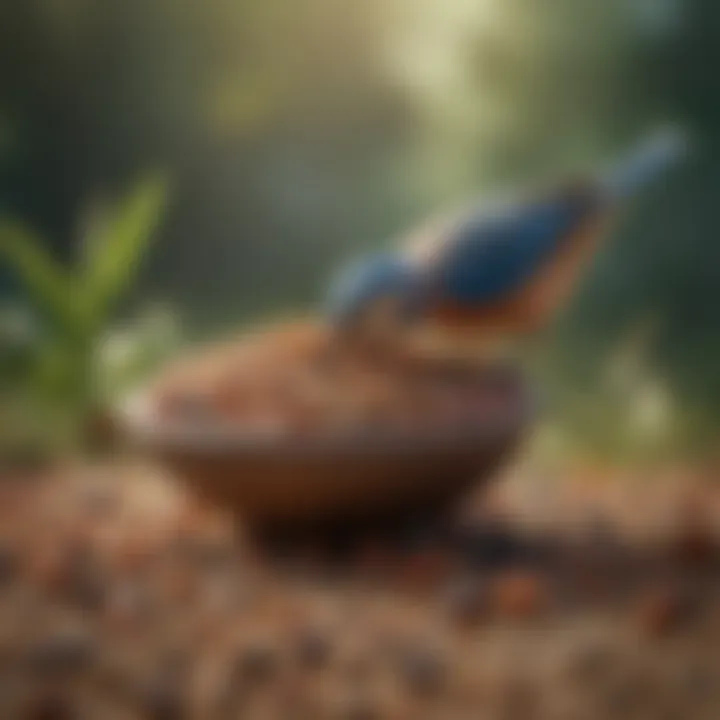 Different types of bird seeds and food