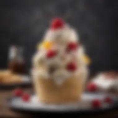 Exquisite presentation of homemade ice cream sundae with gourmet toppings