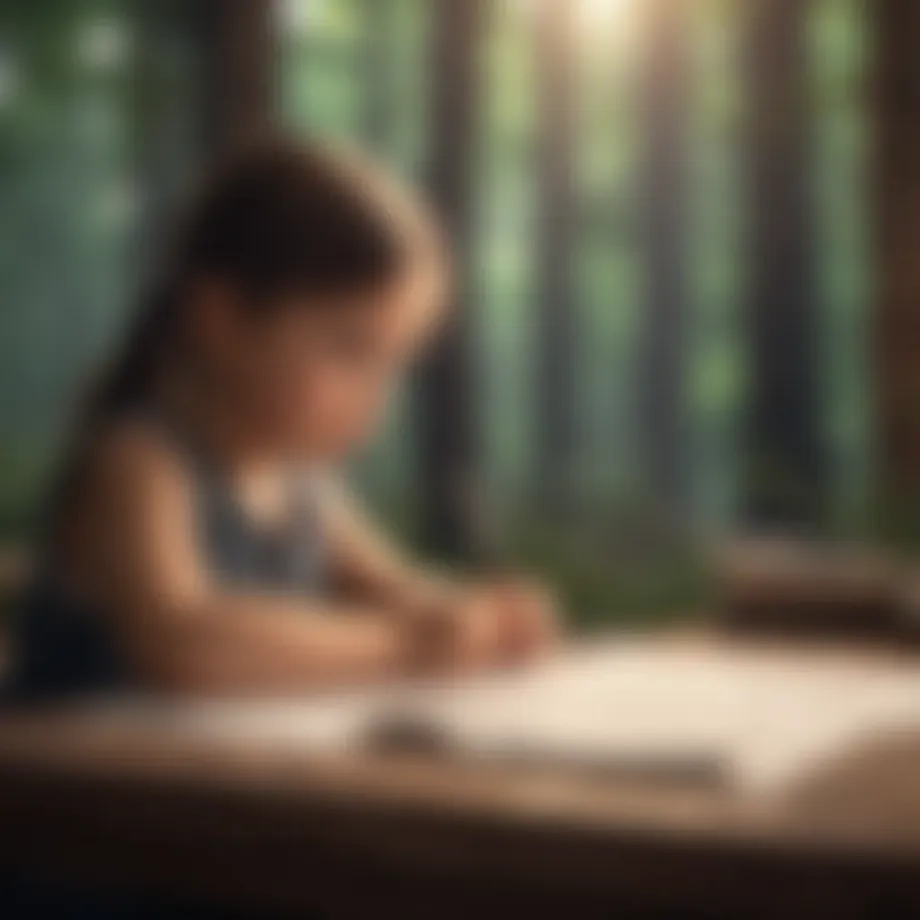 Child brainstorming ideas on paper