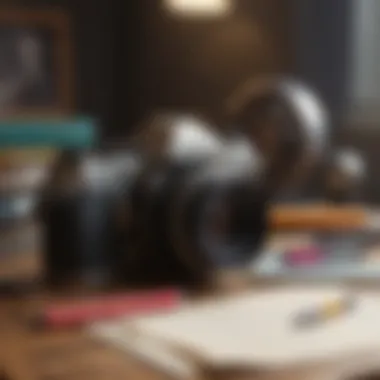 Colorful writing tools on a desk