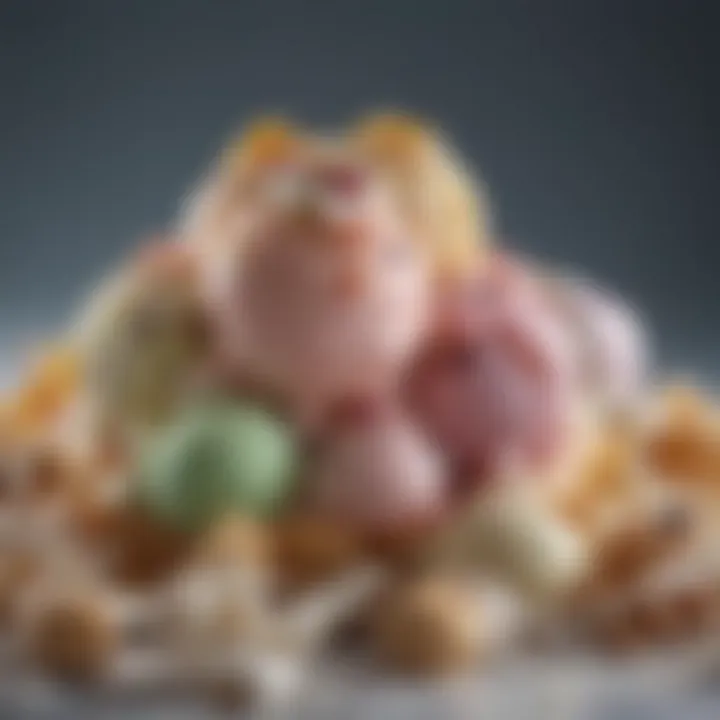 A creative display of unique ice cream toppings