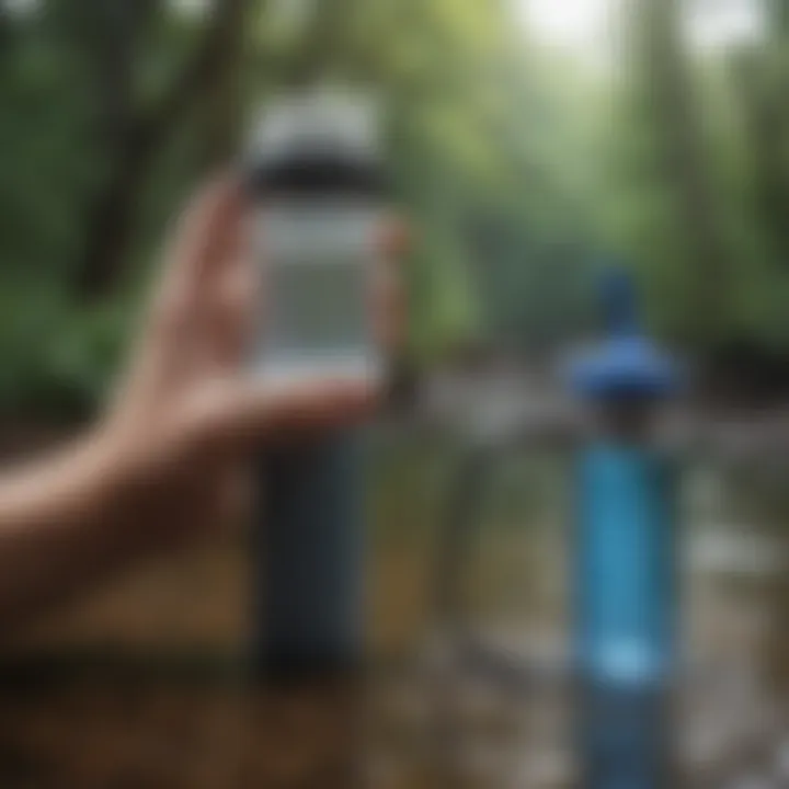 Diagram showcasing the assembly of a water filter