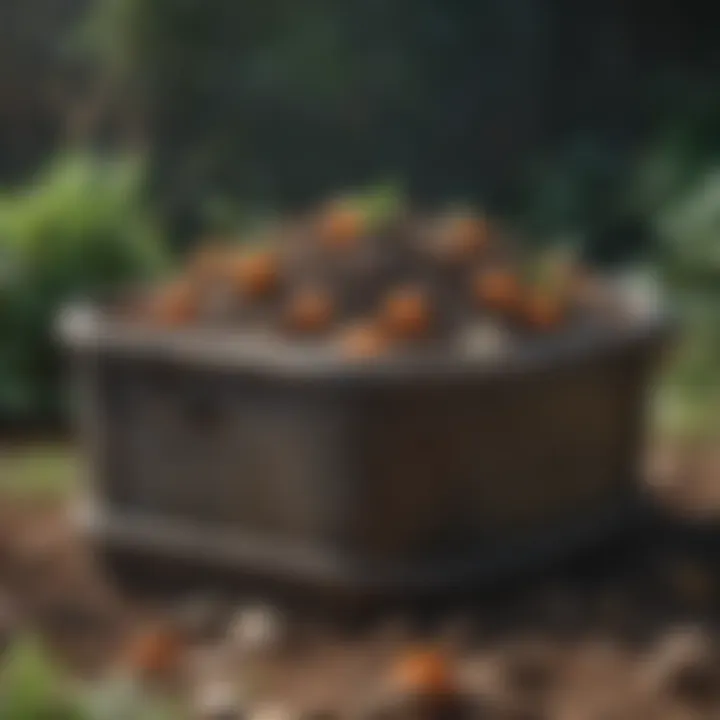 A diverse mix of organic materials in a compost bin