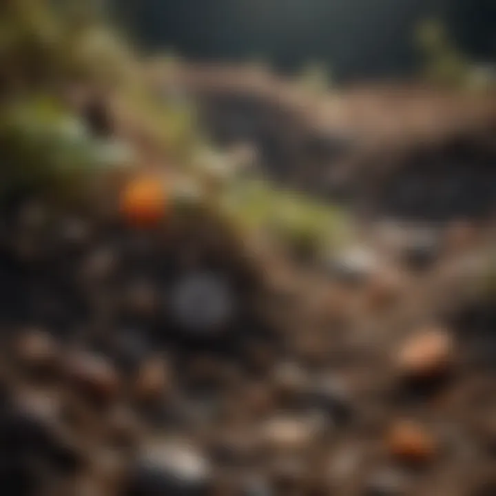 Close-up of beneficial microorganisms in compost