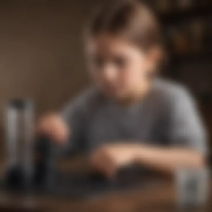 A child assembling the activated carbon water filter