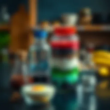 Layered Ingredients Layered ingredients ready for lava lamp assembly