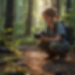 Children engaged in a nature scavenger hunt, discovering local flora and fauna